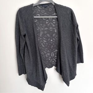 American Eagle Gray Lace-Back Cardigan Sweater, Size XS